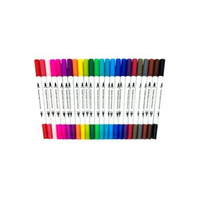 Kit Canetinhas Coloridas Brush Pen Ponta Dupla 24 pcs