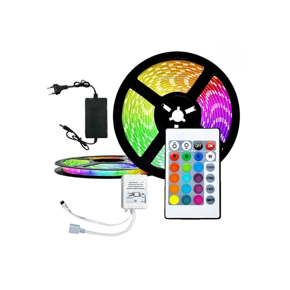 Fita Led Rgb 5050 5m C/Controle E Fonte