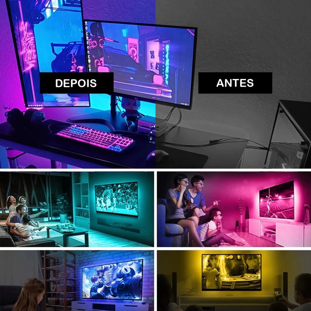 Fita Led Rgb 5050 5m C/Controle E Fonte