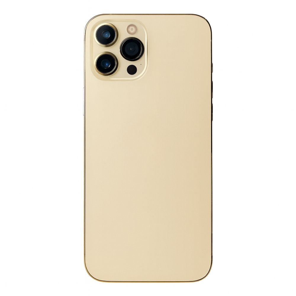 Carcaça Traseira Para iPhone 12 Pro Max Dourada com Chip